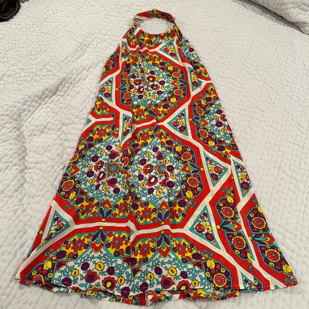 Dance & Marvel low back halter 70s shift mini dress S